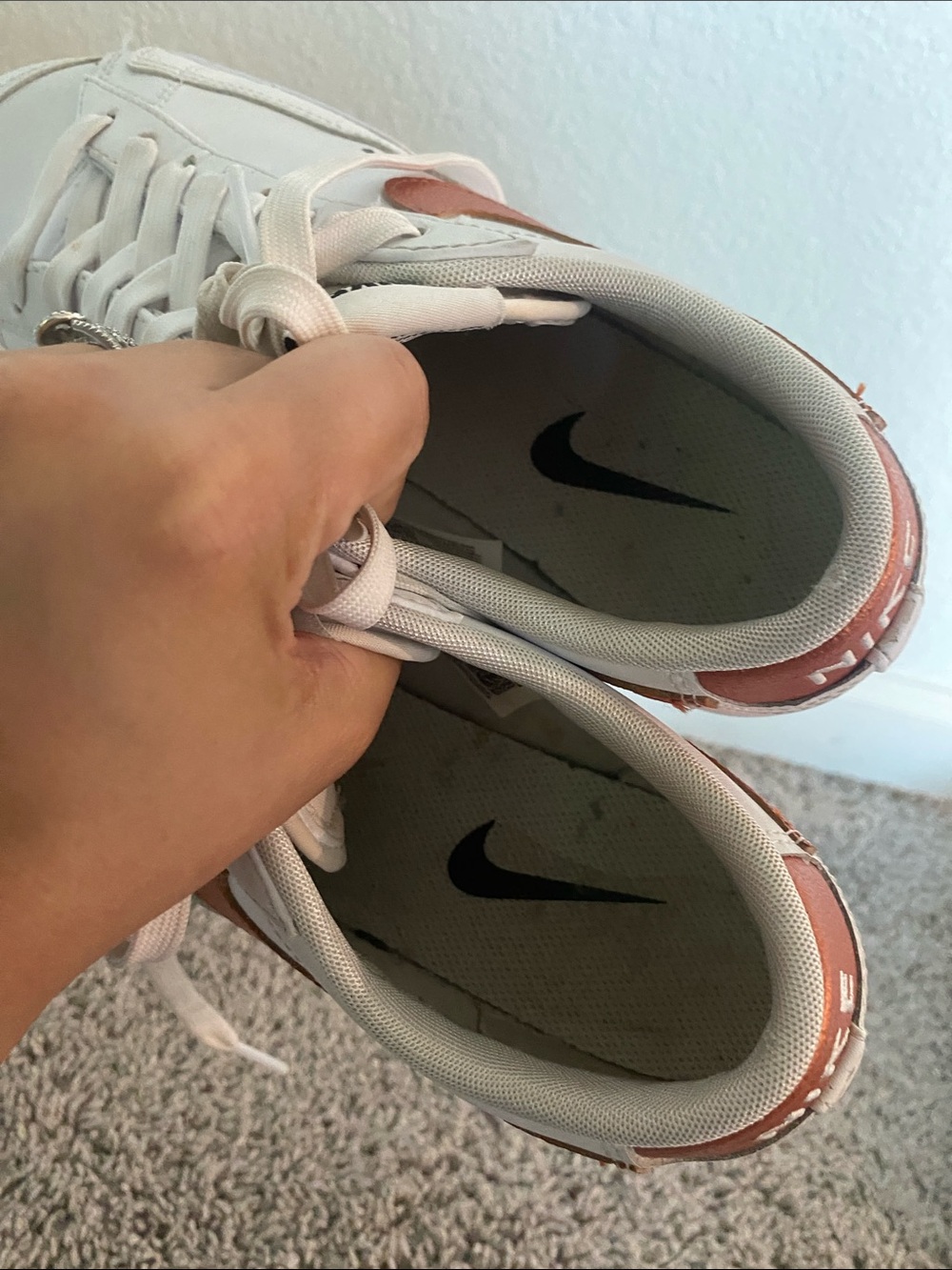 Nike Women's Blazer Low Platform ESS Sneakers in White Metallic Copper - Picture 9 of 9